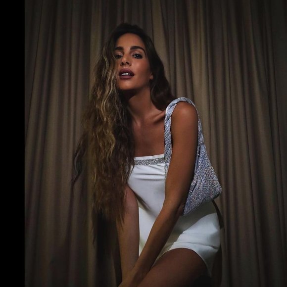 Zara Oyster White Strappy Rhinestone Satin Mini Dress - Picture 16 of 17